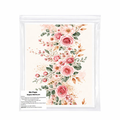 We  send you enough Precut Rose Gold Wedding Bloom Edible Image Cake Wrap - Seamless -  Precut Icing Sheet  to fit  the cake you selected