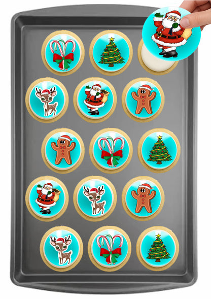 Christmas Edible Cake Images - Santa & Friends - Cookie & Cupcake Toppers