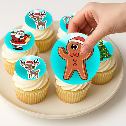 Christmas Edible Cake Images - Santa & Friends - Cookie & Cupcake Toppers