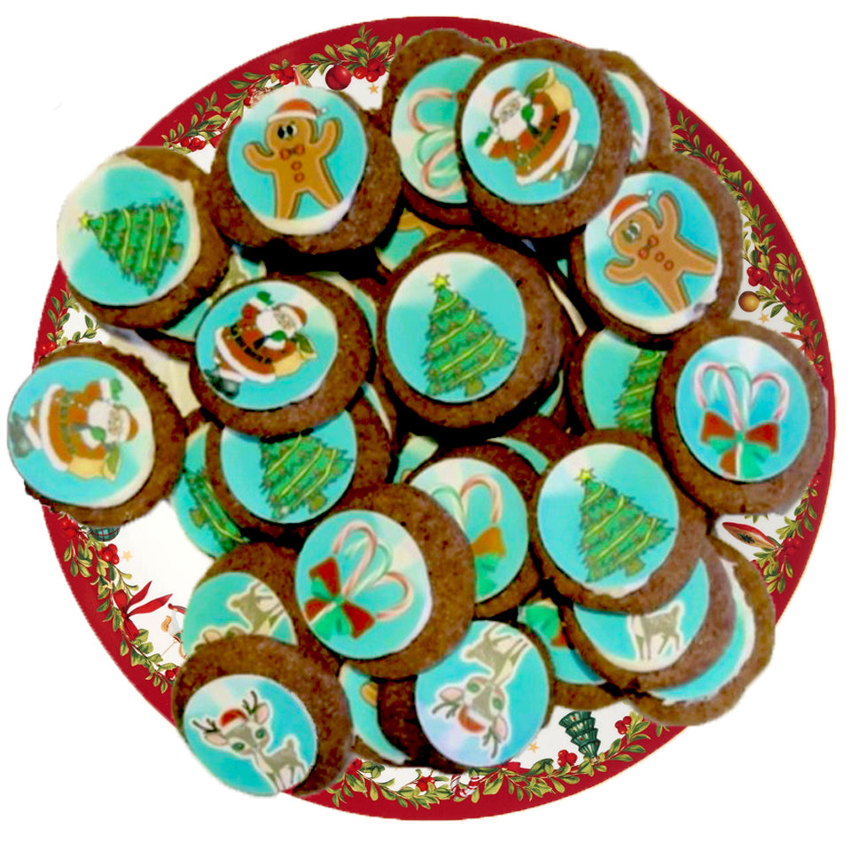 Santa & Friends Christmas Edible Image Cookie & Cupcake Topper -Plate
