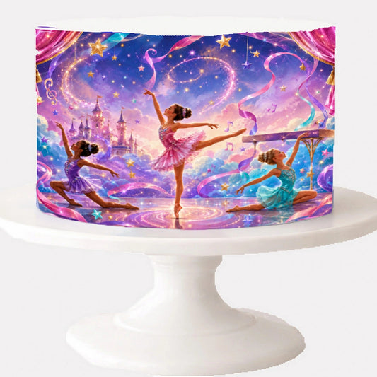 Seamless Ballerina Birthday Edible Image Cake Wrap- Icing Sheet