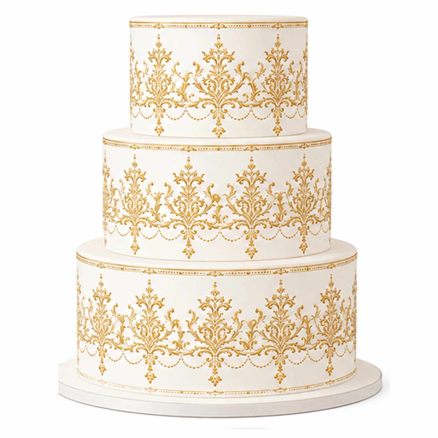 Seamless Classic Wedding Gold Custom Edible Image Cake Wrap -  Precut Icing Sheet - RA Pape Looking Great