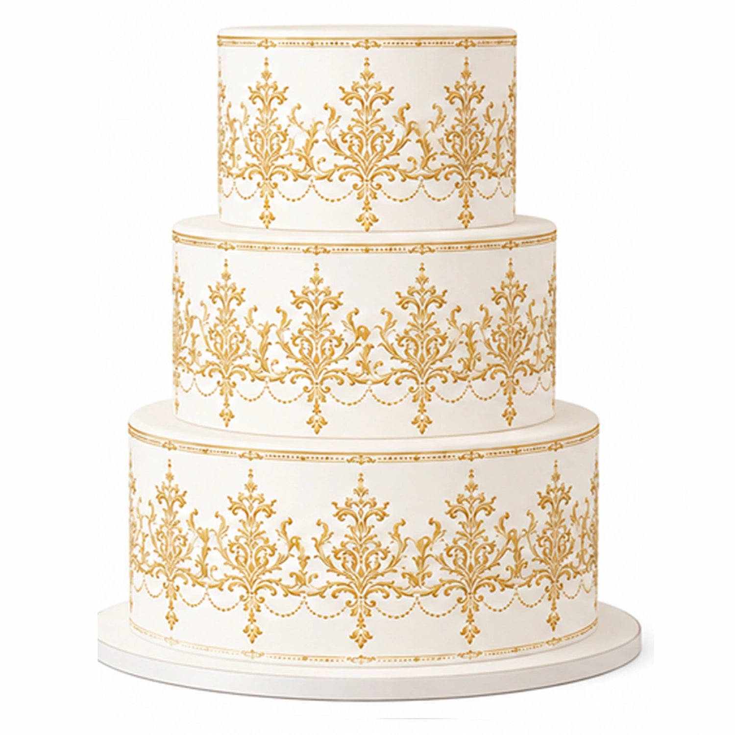 Seamless Classic Wedding Gold Custom Edible Image Cake Wrap -  Precut Icing Sheet - RA Pape Looking Great