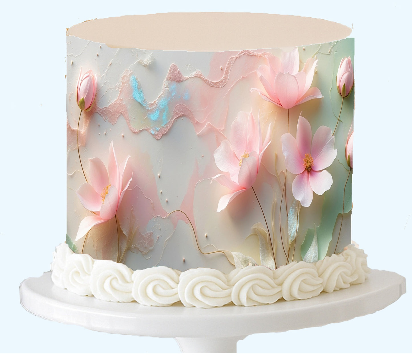 Seamless Petal Pastels Edible Cake Wrap - Pastel Floral Icing Sheet for Easter and Spring Cakes - Easy to Use