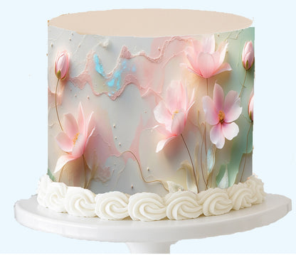 Seamless Petal Pastels Edible Cake Wrap - Pastel Floral Icing Sheet for Easter and Spring Cakes - Easy to Use