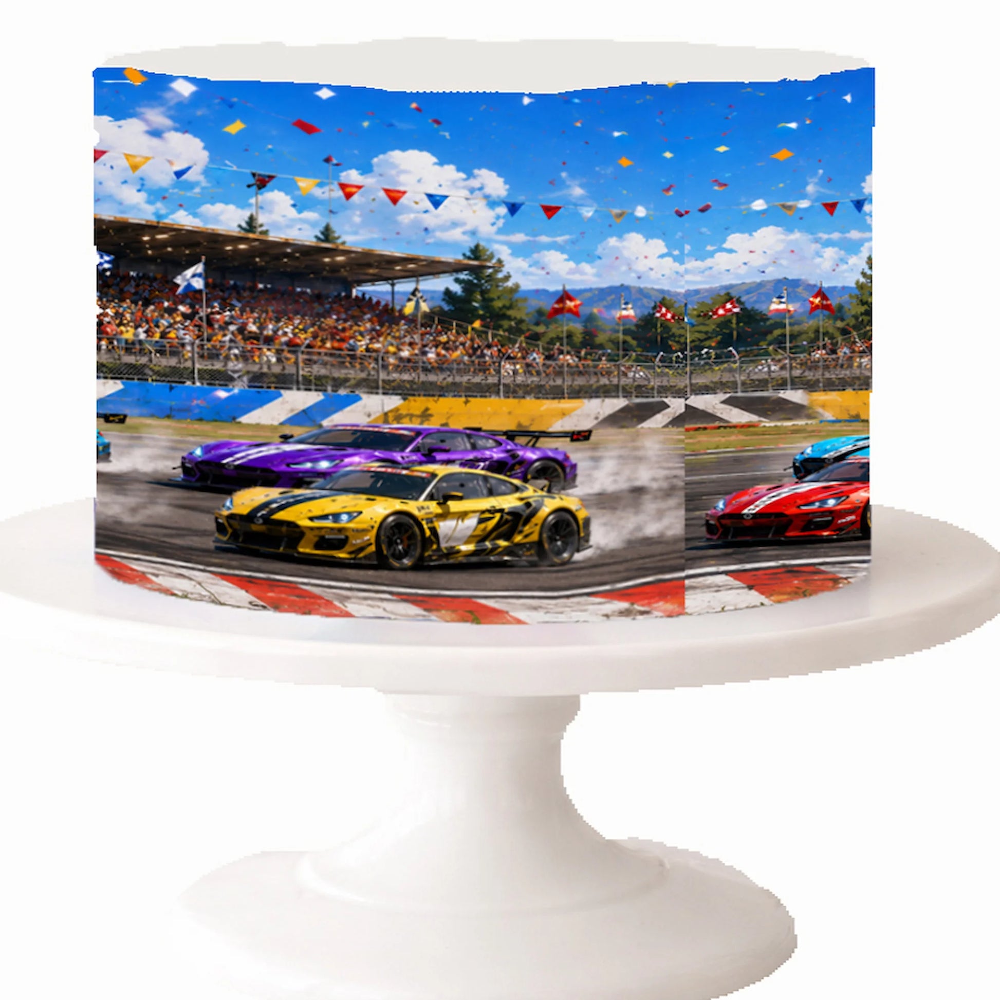 Seamless Race Car Birthday Edible Image Cake Wrap-  Birthday Icing Sheet - RA Pape