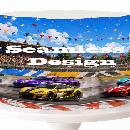 Seamless Race Car Birthday Edible Image Cake Wrap-  Birthday Icing Sheet - RA Pape Easy to Apply