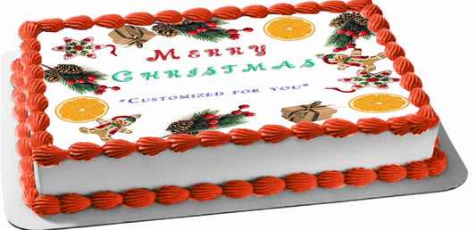 Custom Edible Cake Topper – Seasons Gathering Christmas  Design – 1/4 Sheet Cake (9x13) – Precut Icing Sheet – RA Pape