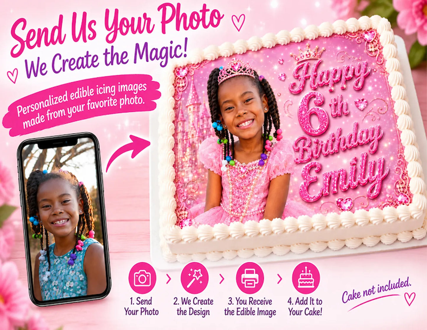 Princess Edible Image Cake Topper - Kid's Photo Birthday - 1/4 Icing Sheet - RA Pape easy to use