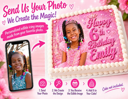 Princess Edible Image Cake Topper - Kid's Photo Birthday - 1/4 Icing Sheet - RA Pape easy to use