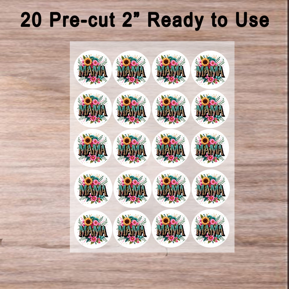 Sheet of 20 ready to use Hand appling Mother's Day Mama Edible Image Cookie & Cupcake Toppers Edible Icing Images