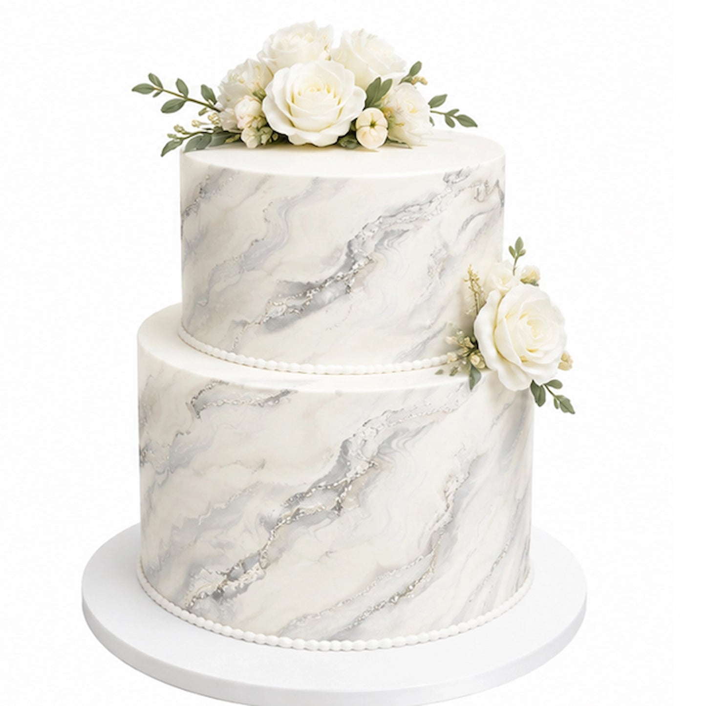 Silver Veined Wedding Custom Edible Image Cake Wrap – Seamless Icing Sheet 