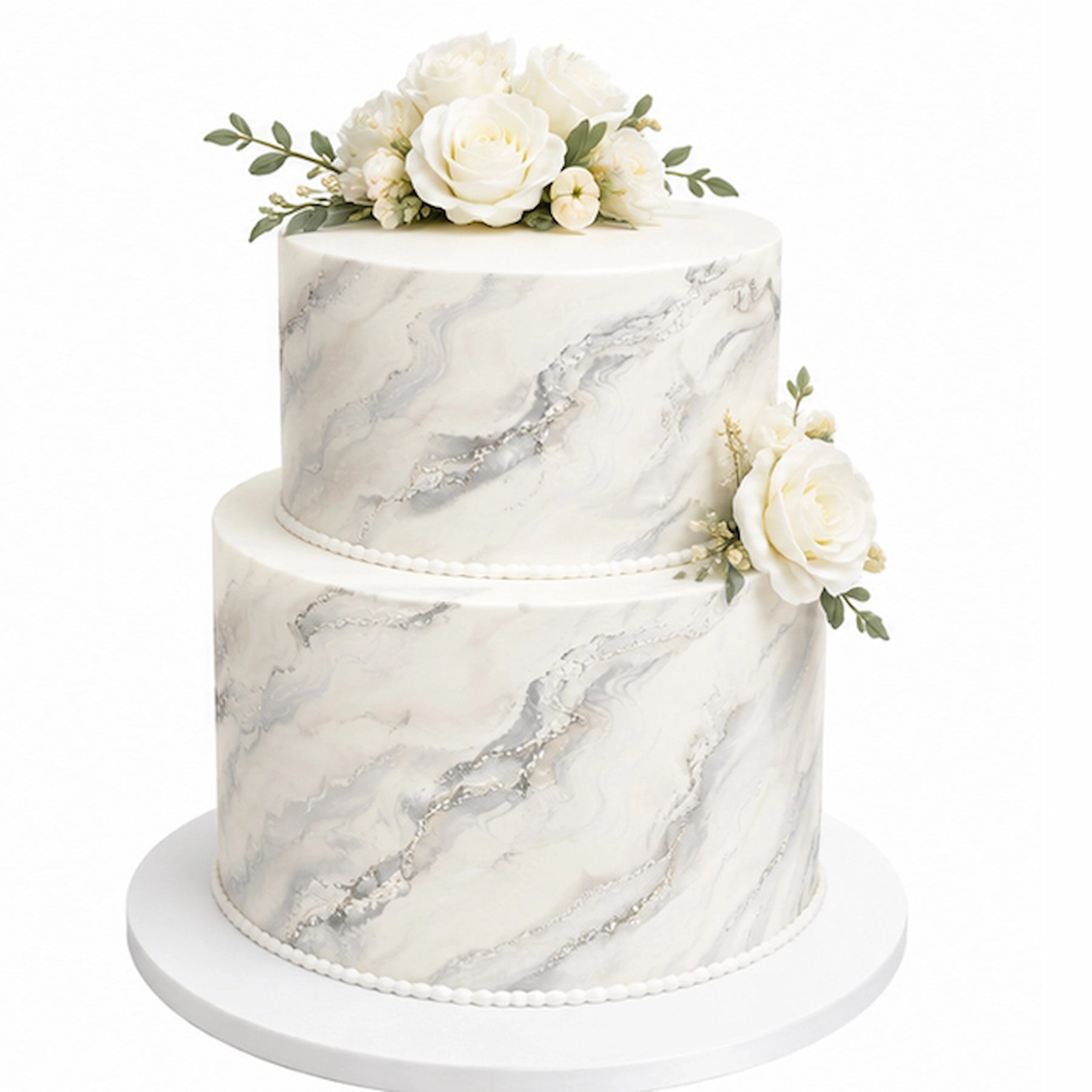 Silver Veined Wedding Custom Edible Image Cake Wrap – Seamless Icing Sheet 