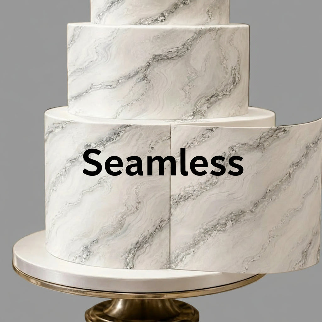 Silver Veined Wedding Custom Edible Image Cake Wrap – Seamless Icing Sheet  Easy to apply