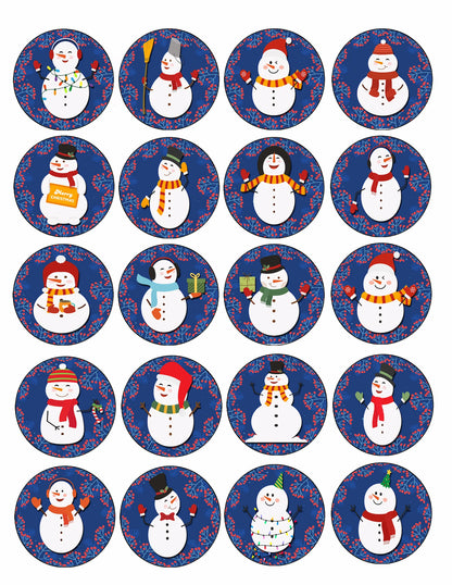 Christmas Edible Cake Images - Snowman - Cookie & Cupcake Toppers