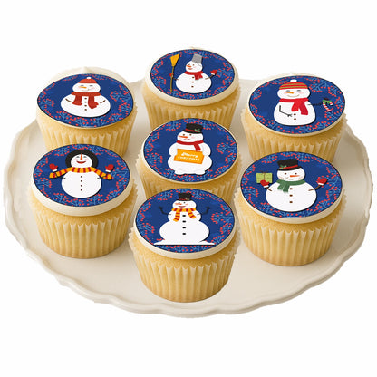 Snowman Christmas Edible Image Cookie & Cupcake Topper - Easy to use