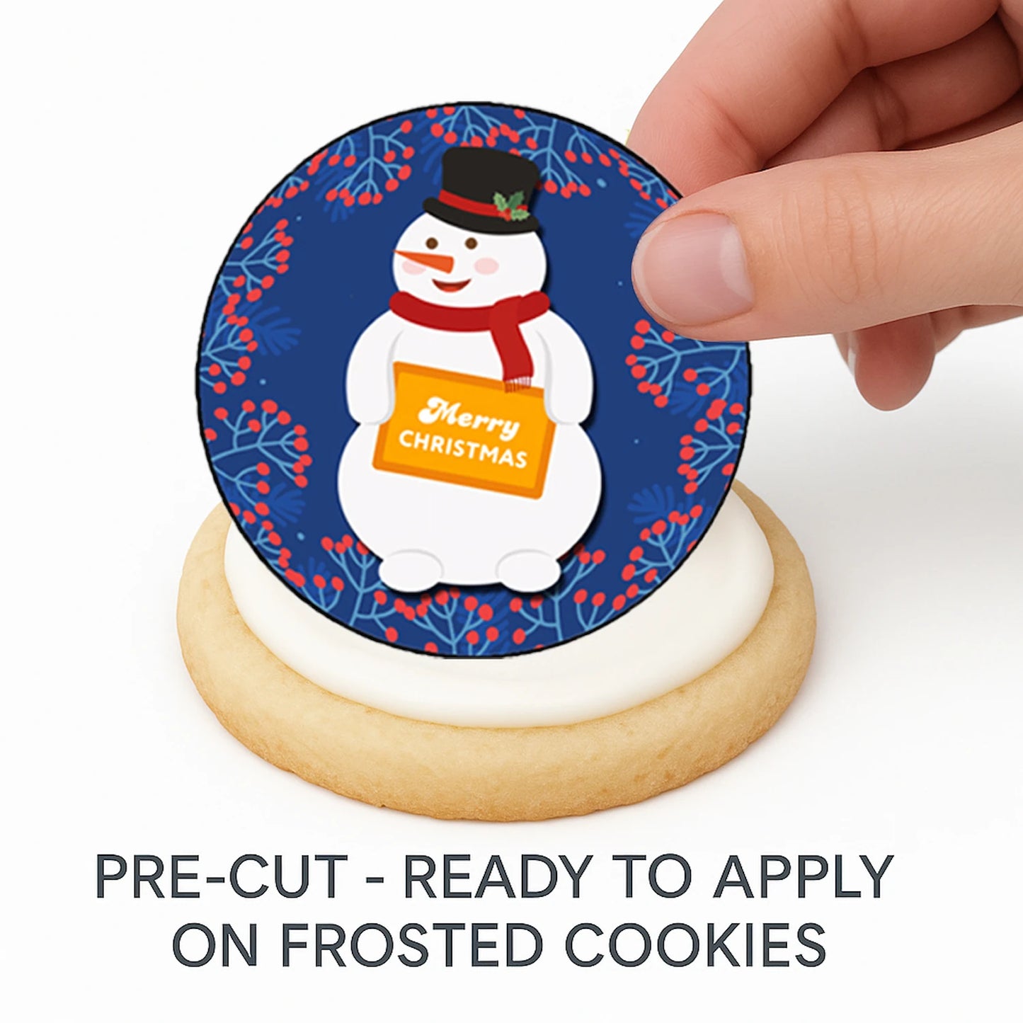 Christmas Edible Cake Images - Snowman - Cookie & Cupcake Toppers