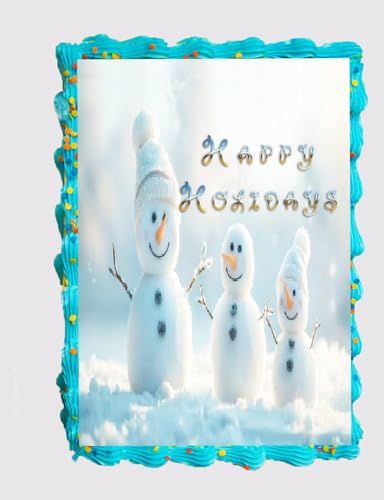 Custom Edible Cake Topper – Snowmen Christmas  Design – 1/4 Sheet Cake (9x13) – Precut Icing Sheet – RA Pape