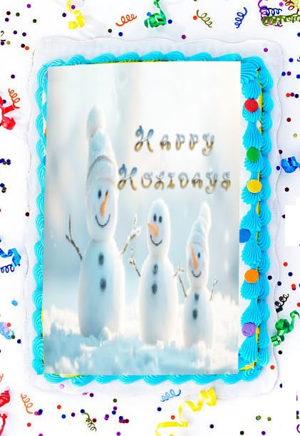 Snowmen Christmas Edible Image Sheet Cake Topper Easy to Use