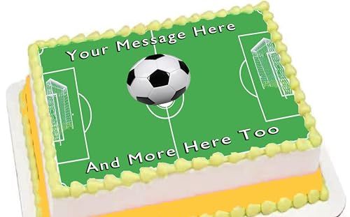 Custom Edible Cake Topper –  Soccer Field Design – 1/4 Sheet Cake (9x13) – Precut Icing Sheet – RA Pape