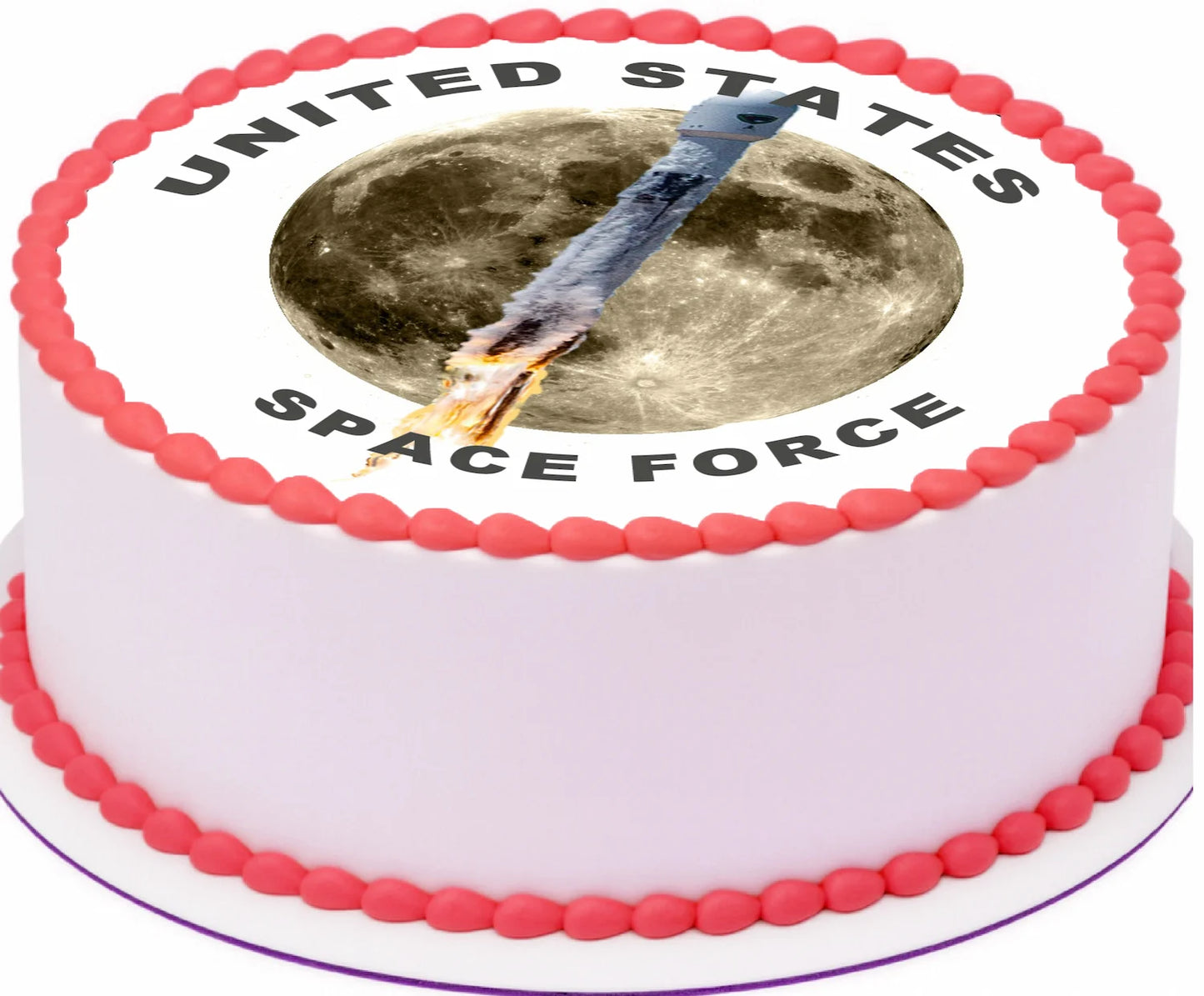 Cake with 'United States Space Force' text and moon graphic