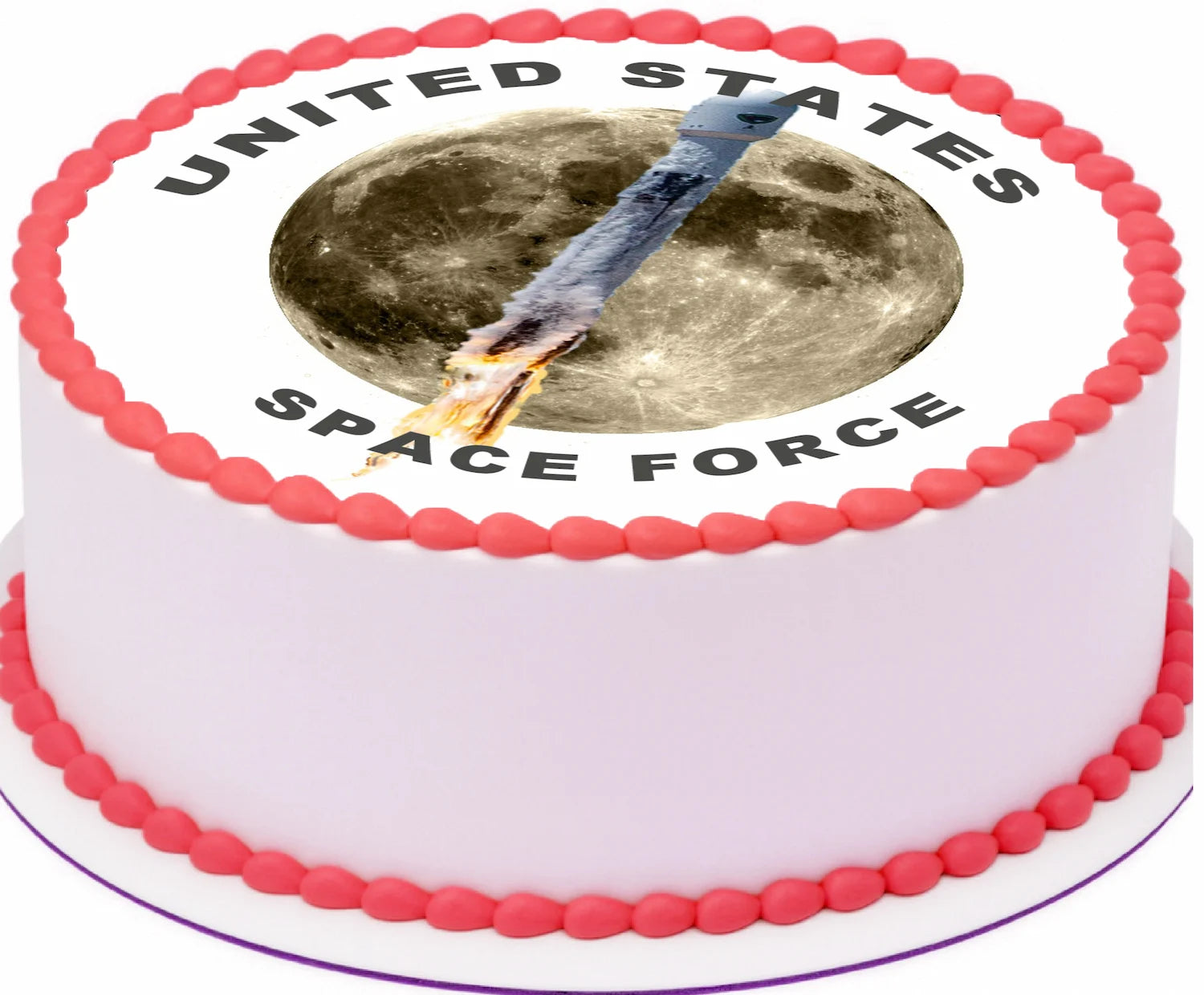Cake with 'United States Space Force' text and moon graphic