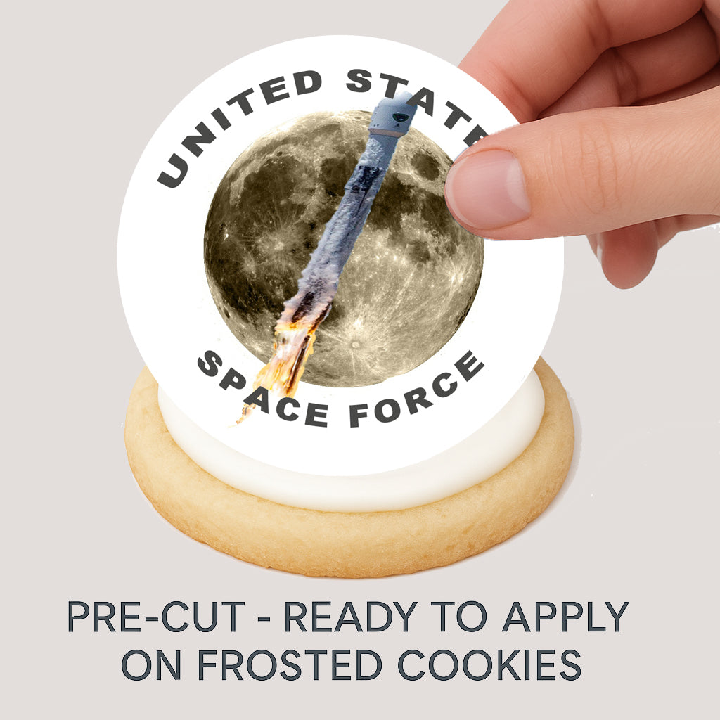 Space Force Rocket To The Moon Edible Image Cookie & Cupcake Toppers – Precur no tools needed