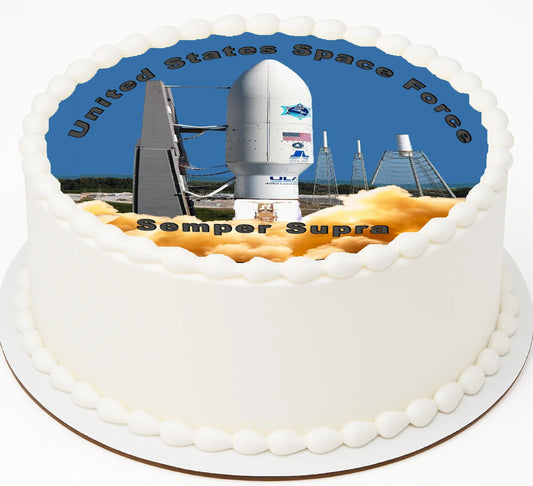 Space Force Semper Supra Edible Image Cake Topper
