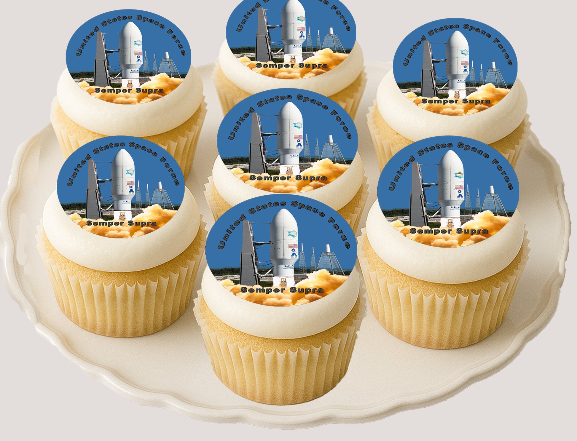 Space Force Semper Supra Edible Image Cookie & Cupcake Toppers –  Precut 2” Rounds
