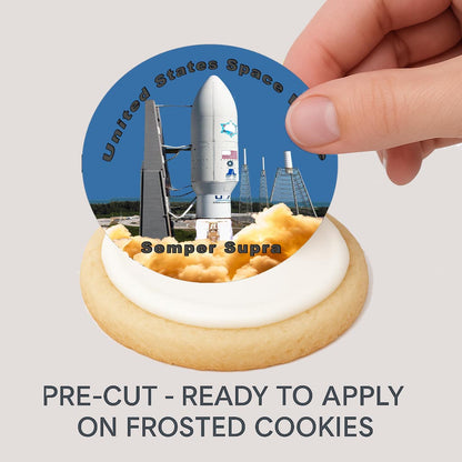 Space Force Semper Supra Edible Image Cookie & Cupcake Toppers –  Precut no tools needed
