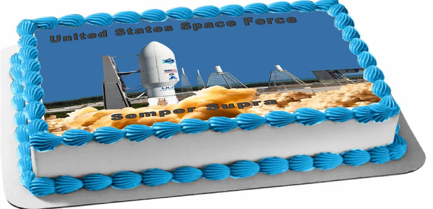 image Rocket launch blasting off on top of cake