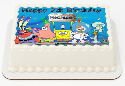 Edible Icing Images Personalized birthday cake topper with Spongebob design  