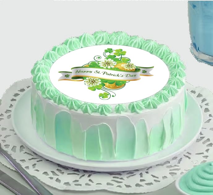 Cake topper edible image Happy St. Patrick's Day' decoration.