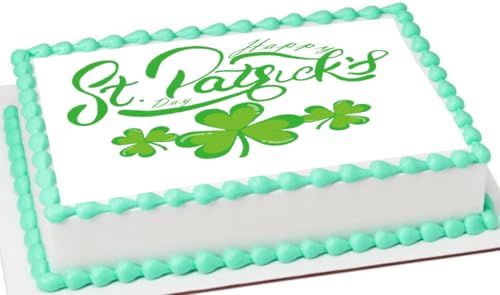 Custom Edible Cake Topper –  St Patrick's Day Design – 1/4 Sheet Cake (9x13) – Precut Icing Sheet – RA Pape