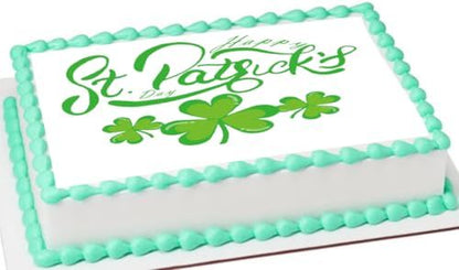 Custom Edible Cake Topper –  St Patrick's Day Design – 1/4 Sheet Cake (9x13) – Precut Icing Sheet – RA Pape