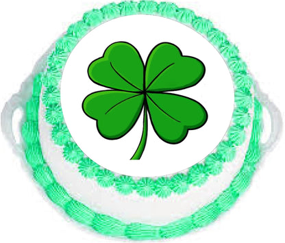 Edible Icing IMages St Patricks Four Leaf Clover Cake Topper