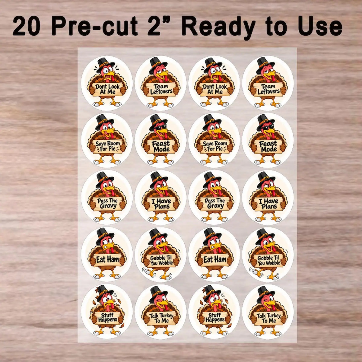 Thankgiving Edible Image Cookie-Cupcake Topper Turkey Talk - 20 Precut Icing Sheet- RA Pape ready to use