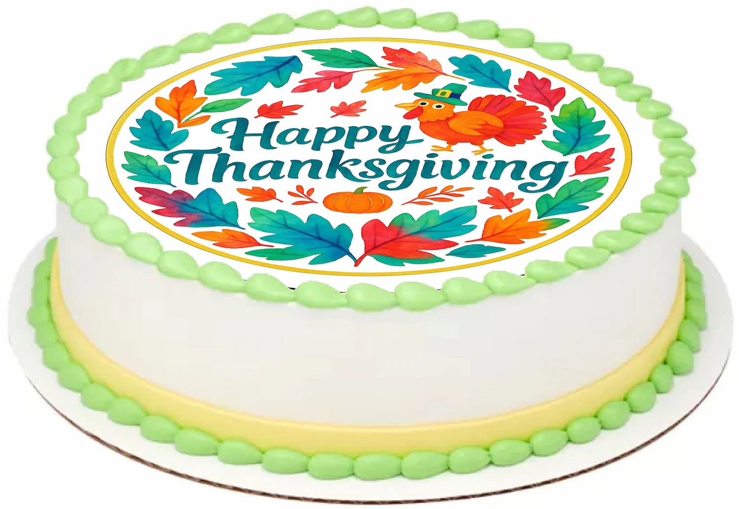 Custom Edible Cake Topper – Thanksgiving Color me thankful Design – Pre-cut 8" Round Icing Sheet – RA Pape
