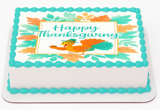 Thanksgiving Color me thankful Edible Image Sheet Cake Topper