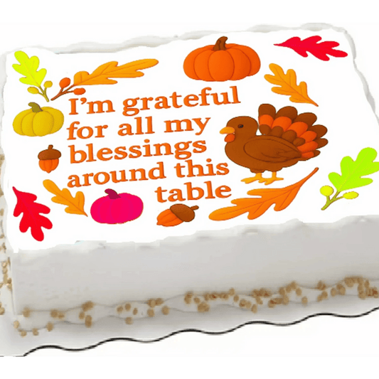 Thanksgiving Edible Image Cake Topper – 1/4 Icing Sheet – RA Pape