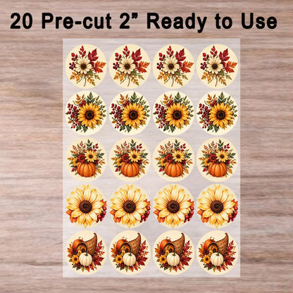 Thanksgiving Edible Image Cookie-Cupcake Topper - Fall in Bloom - 20 Precut Icing Sheet- RA Pape Just open peel and stick