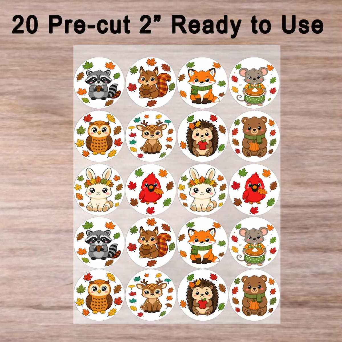 Ready to use Thanksgiving Edible Image Cookie-Cupcake Topper - Woodland Critters - 20 Precut Icing Sheet- RA Pape