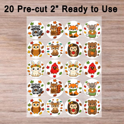 Ready to use Thanksgiving Edible Image Cookie-Cupcake Topper - Woodland Critters - 20 Precut Icing Sheet- RA Pape