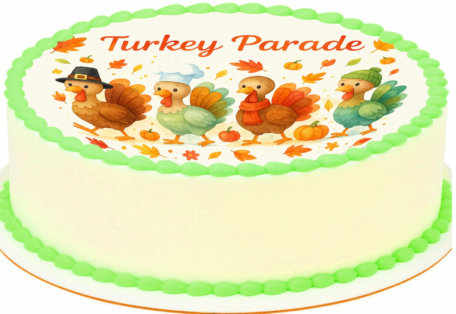 Thanksgiving Turkey Parade Edible Image Cake Topper - Precut Easy To Use
