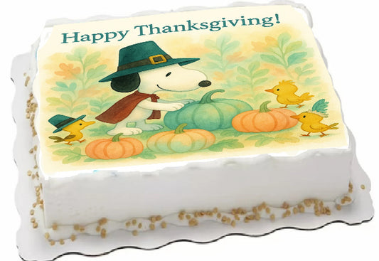 Custom Edible Cake Topper – Thanksgiving Woodland Pumpkin Patch  Design – 1/4 Sheet Cake (9x13) – Precut Icing Sheet – RA Pape