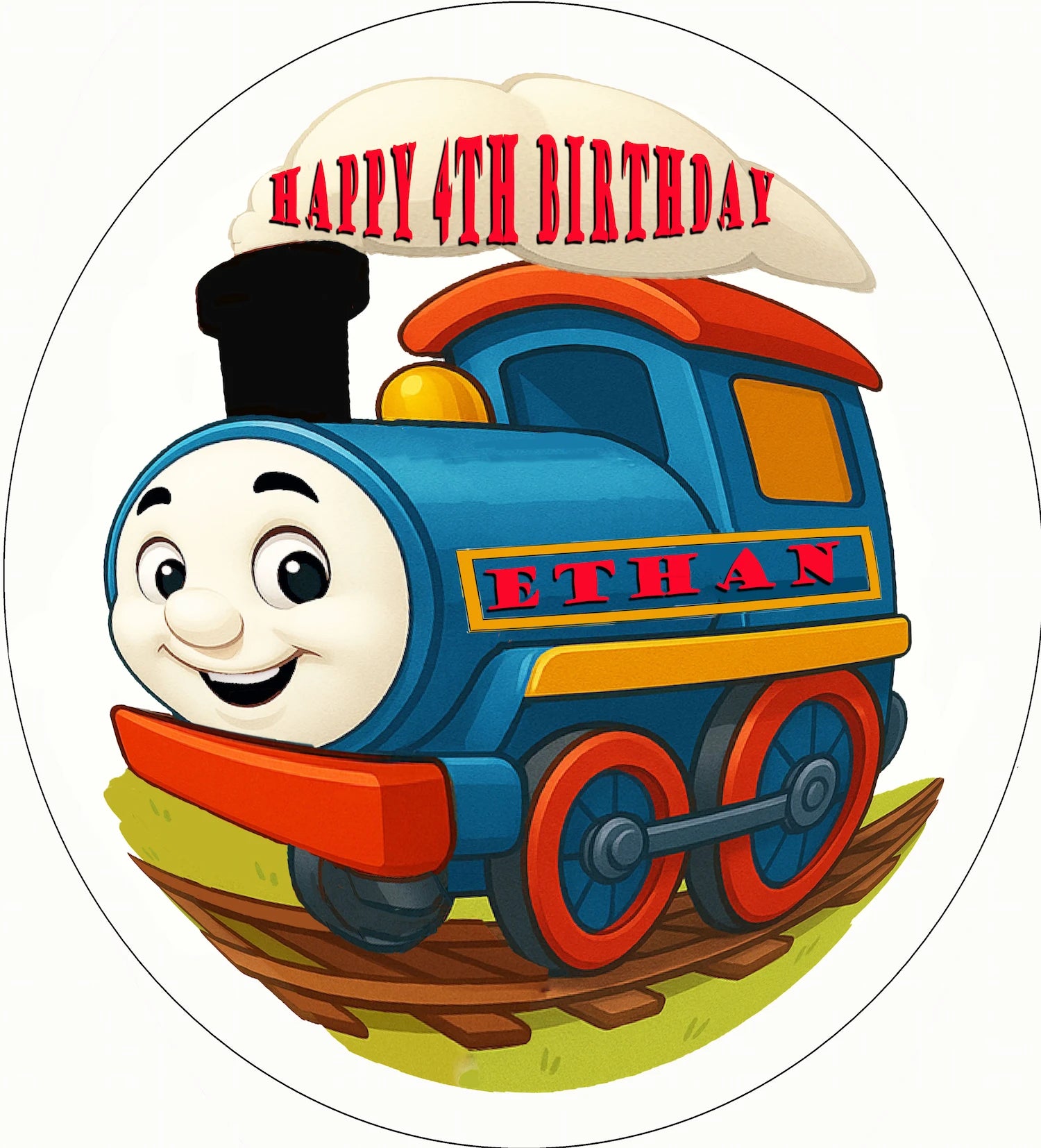 Edible Icing Images thomas tank with 'happy birthday' and customized name