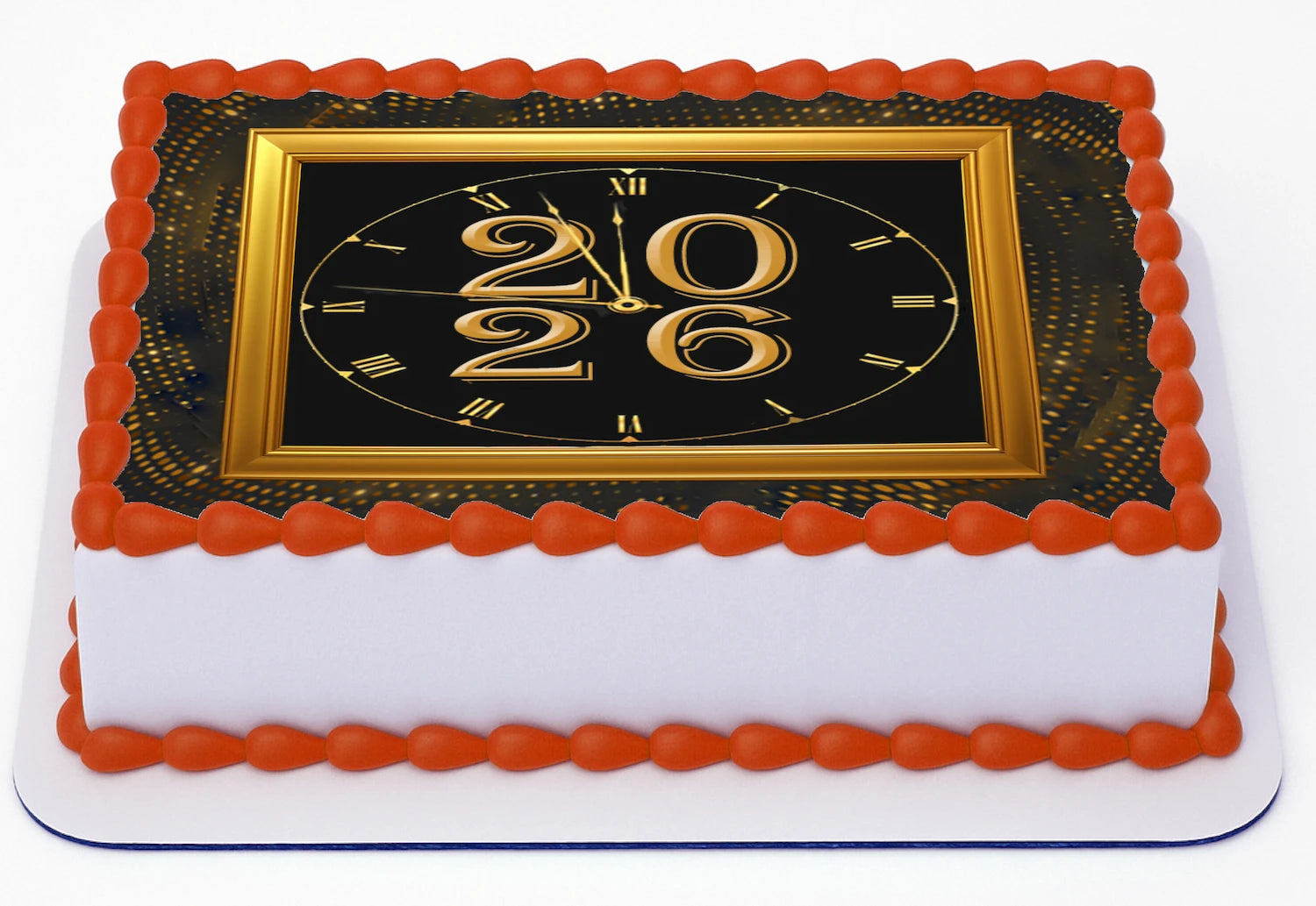 Custom Edible Cake Topper – Timeless Gold New Year  Design – 1/4 Sheet Cake (9x13) – Precut Icing Sheet – RA Pape