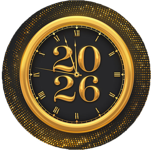 Timeless Gold New Year Edible Image Decorative Cake Topper clock