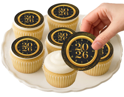 Timeless Gold New Year  Edible Image Cookie & Cupcake Topper easy to use
