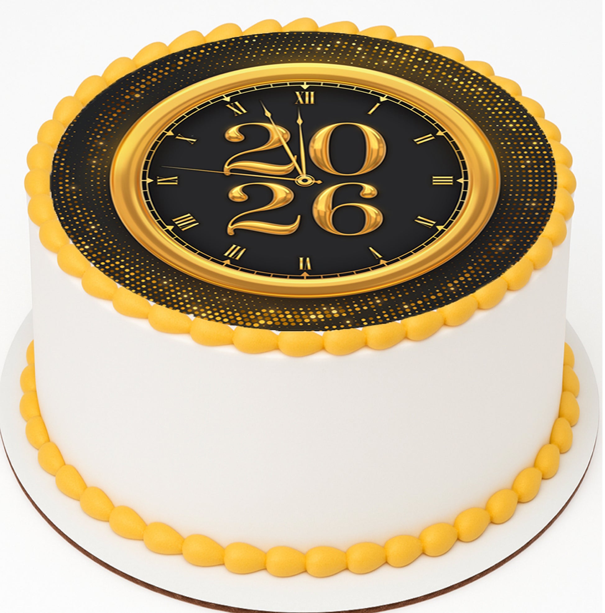 Timeless Gold New Year Edible Image Cake Topper easy to use